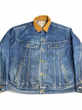 Vintage Lee Storm Rider Faded Denim Jacket Blanket Lined 70s USA Size 44 Fits XL